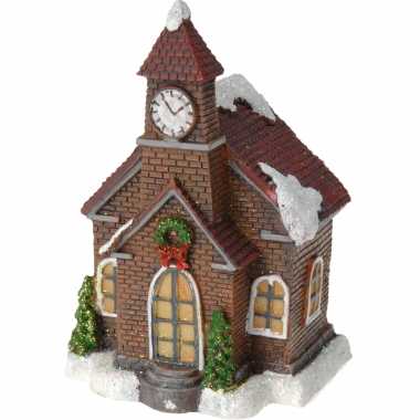 1x kerstkerstdorp huisjes/kerstdorpje kerkje met color change verlichting 13 cm
