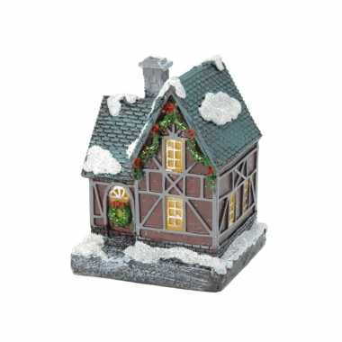 1x kerstkerstdorp huisjes/kerstdorpje met color change verlichting 13 cm type 1