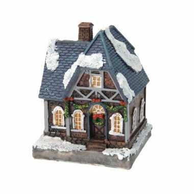 1x kerstkerstdorp huisjes/kerstdorpje met color change verlichting 13 cm type 2