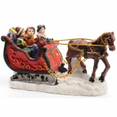 Kerstdorp figuurtjes slee met paard