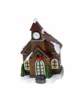 1x polystone kerstkerstdorp huisjes kerstdorpje kerstdorp huisjes kerkje met verlichting 13 5 cm