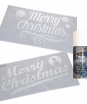 Kerst raamsjablonen merry christmas 2 stuks met sneeuwspray