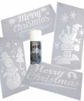 Kerst raamsjablonen raamdecoraties set 4 stuks met sneeuwspray