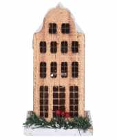 Kerstdorp kerstkerstdorp huisje grachtenpand klokgevel 21 cm met led