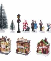 Kerstdorp kerstkerstdorp huisjes en accessoires set 17dlg met led