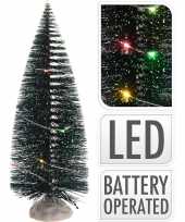Kerstdorp onderdelen 1x kerstbomen met gekleurde led verlichting 22 cm